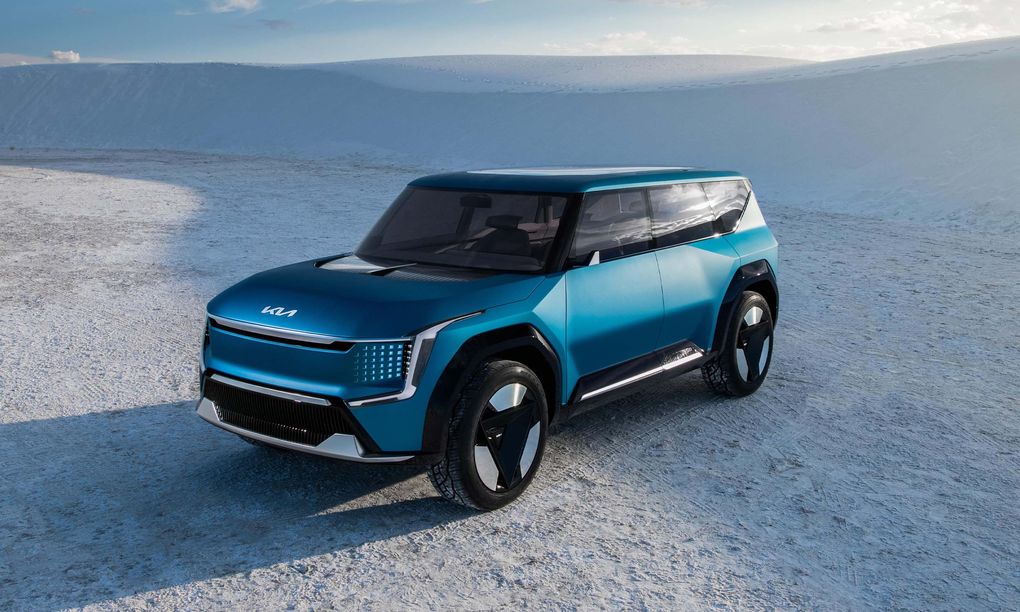 Kia EV9 visad i konceptform – tre stolsrader och snabb laddning