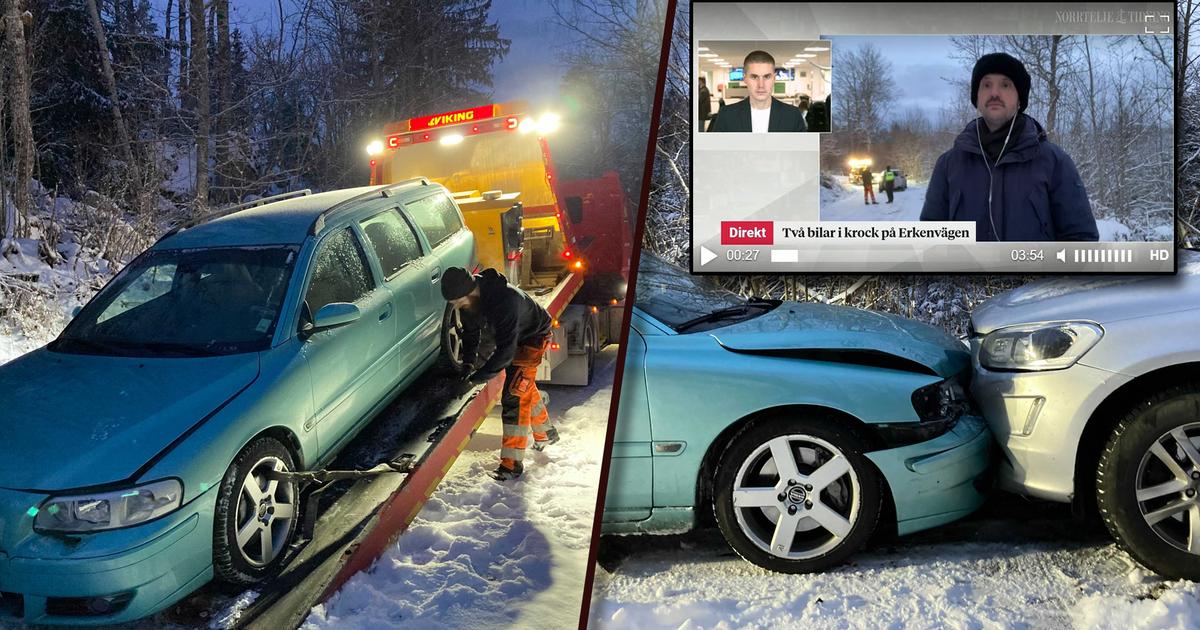 TV: Två bilar krockade på Erkenvägen – Halt på vägarna