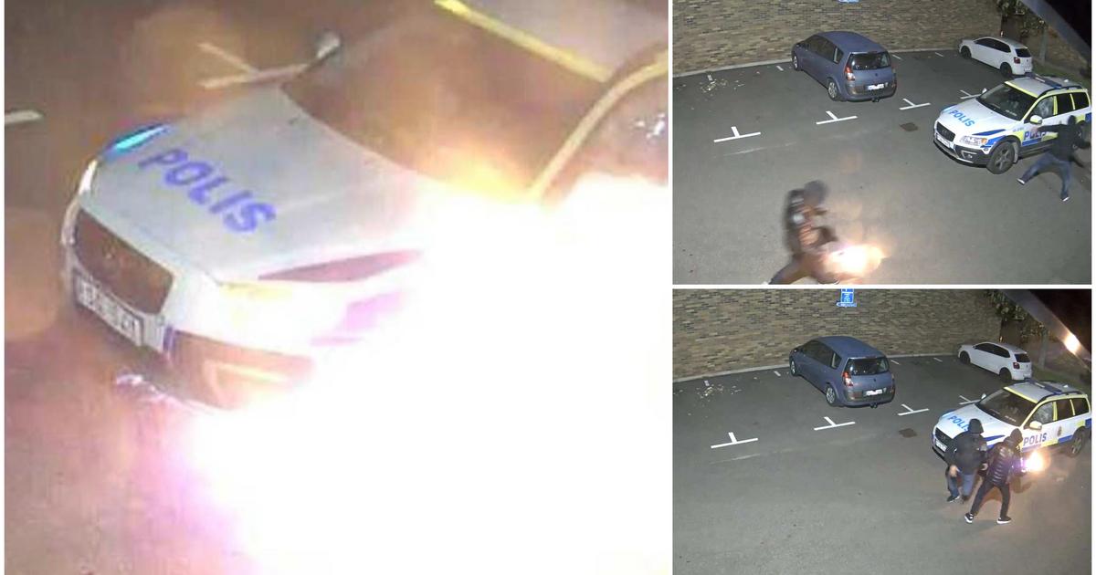 Brandbombade polisbil – betalar med egen bil